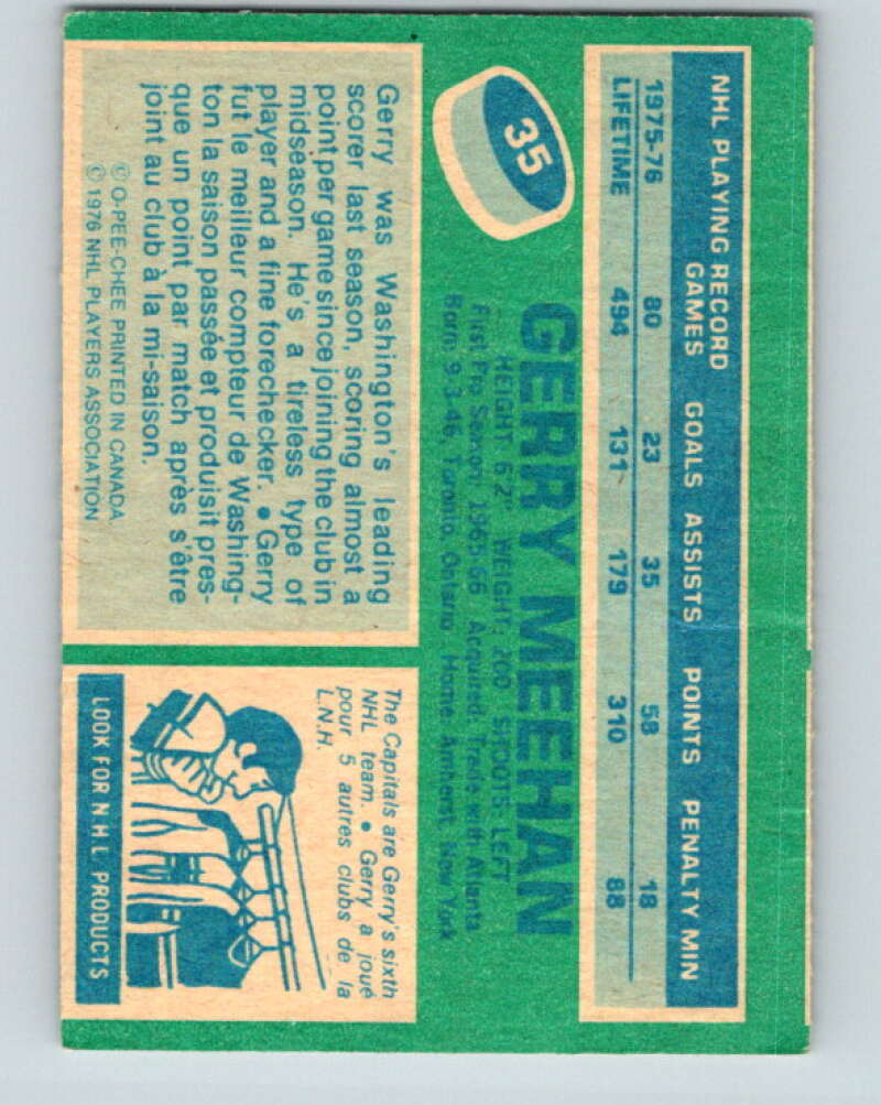 1976-77 O-Pee-Chee #35 Gerry Meehan Washington Capitals V11968