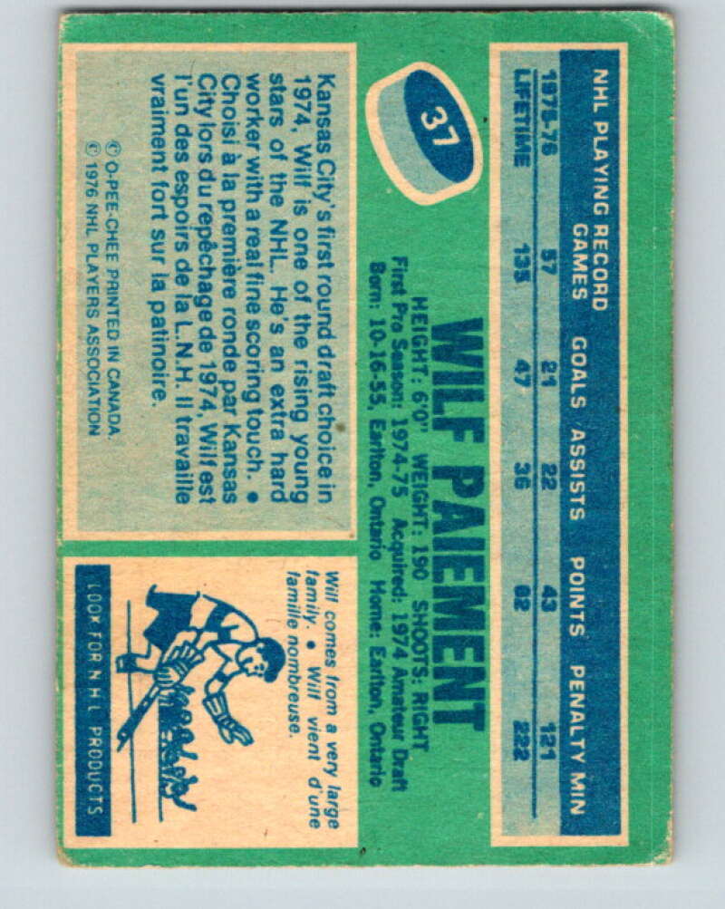 1976-77 O-Pee-Chee #37 Wilf Paiement Colorado Rockies V11976