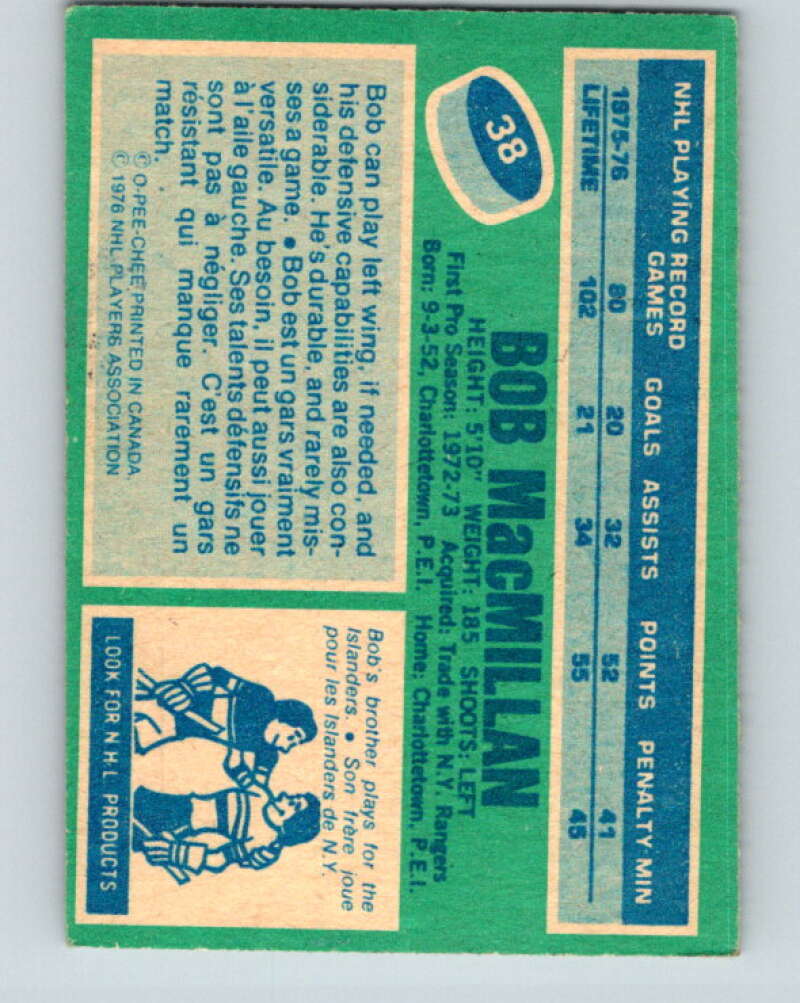 1976-77 O-Pee-Chee #38 Bob MacMillan RC Rookie St. Louis Blues V11979