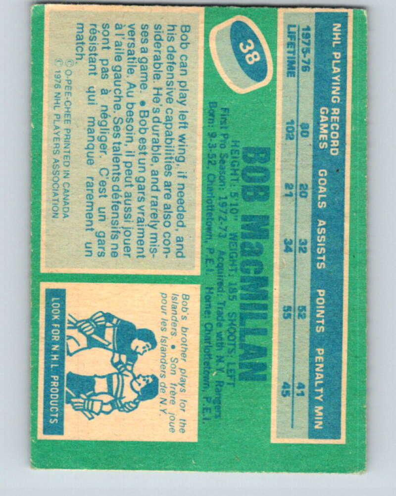 1976-77 O-Pee-Chee #38 Bob MacMillan RC Rookie St. Louis Blues V11980