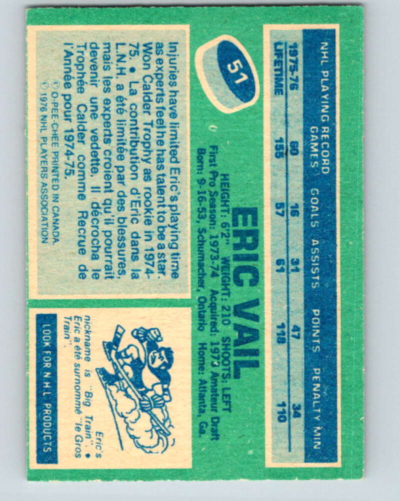 1976-77 O-Pee-Chee #51 Eric Vail Atlanta Flames V12008