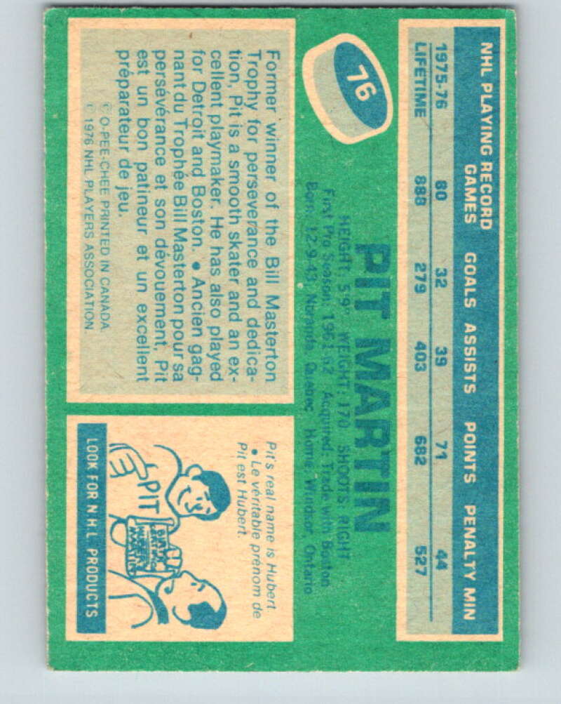 1976-77 O-Pee-Chee #76 Pit Martin Chicago Blackhawks V12489