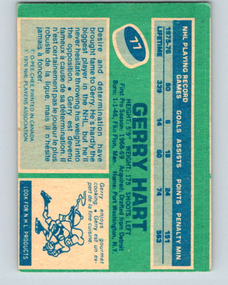1976-77 O-Pee-Chee #77 Gerry Hart New York Islanders V12492