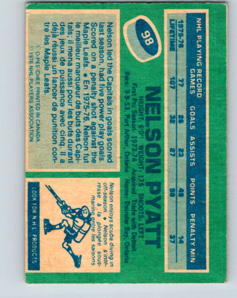 1976-77 O-Pee-Chee #98 Nelson Pyatt RC Rookie Colorado Rockies V12550