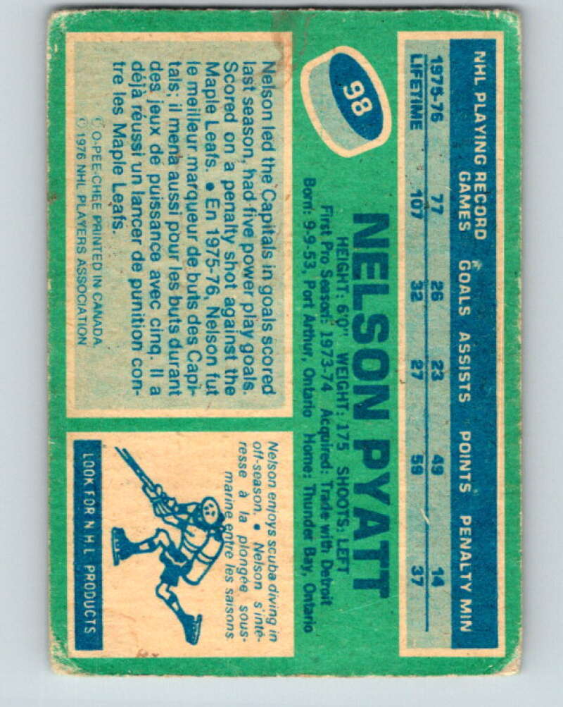 1976-77 O-Pee-Chee #98 Nelson Pyatt RC Rookie Colorado Rockies V12552