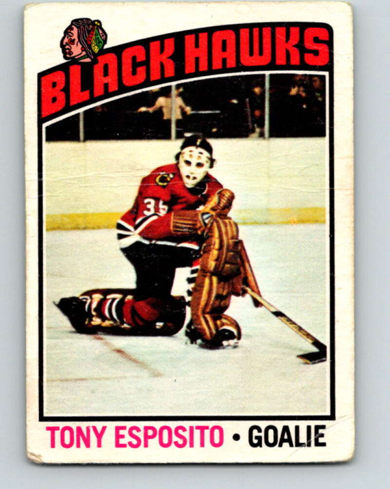 1976-77 O-Pee-Chee #100 Tony Esposito Chicago Blackhawks V12556