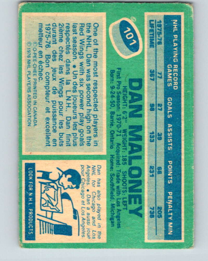 1976-77 O-Pee-Chee #101 Dan Maloney Detroit Red Wings V12559