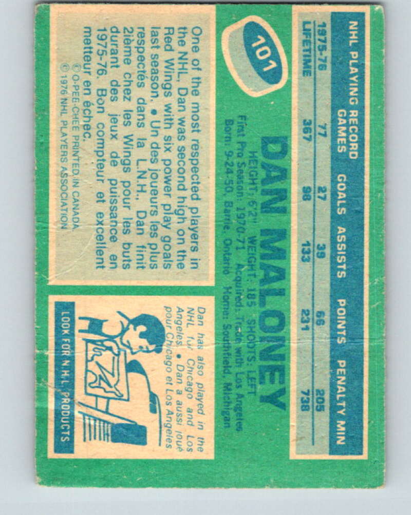 1976-77 O-Pee-Chee #101 Dan Maloney Detroit Red Wings V12560