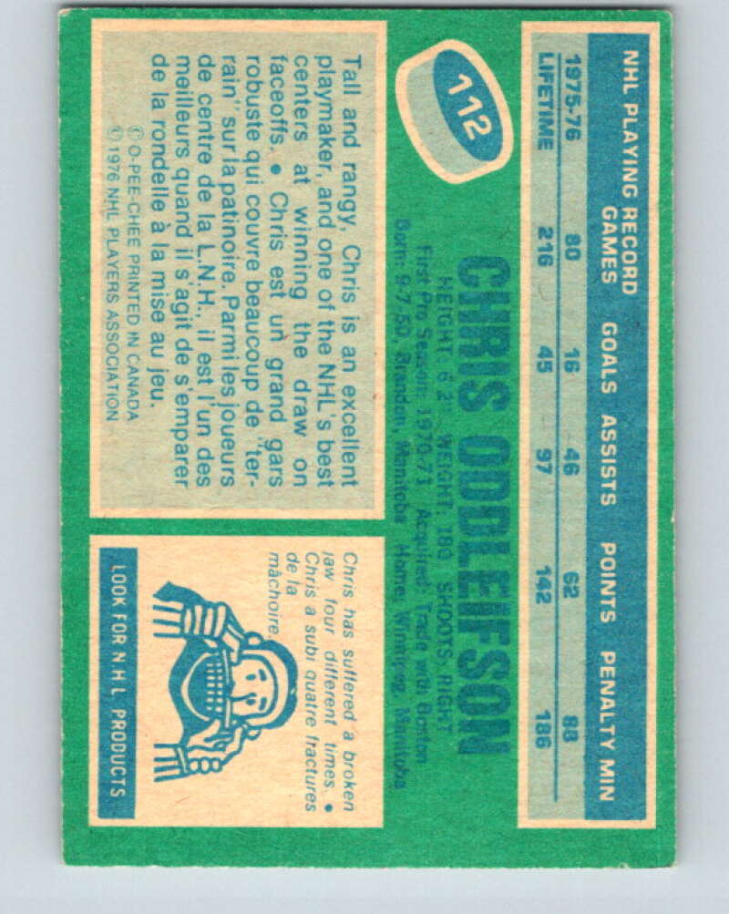 1976-77 O-Pee-Chee #112 Chris Oddleifson Vancouver Canucks V12580