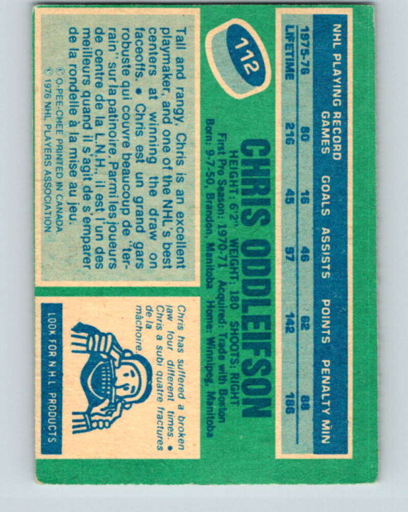 1976-77 O-Pee-Chee #112 Chris Oddleifson Vancouver Canucks V12583