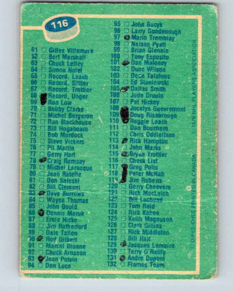 1976-77 O-Pee-Chee #116 Checklist V12597