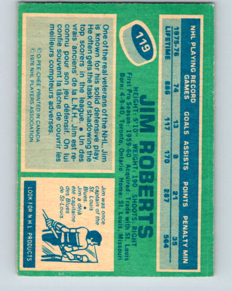1976-77 O-Pee-Chee #119 Jim Roberts Montreal Canadiens V12605