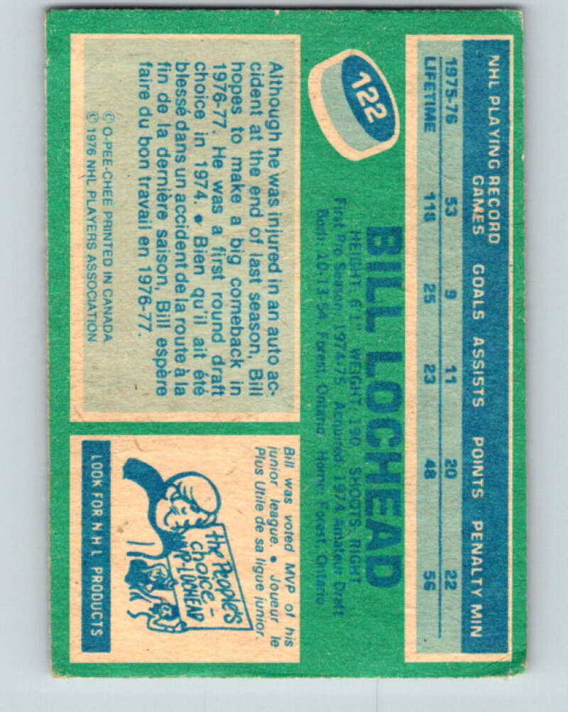 1976-77 O-Pee-Chee #122 Bill Lochead Detroit Red Wings V12614