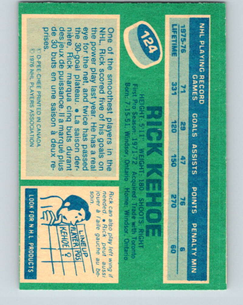 1976-77 O-Pee-Chee #124 Rick Kehoe Pittsburgh Penguins V12621