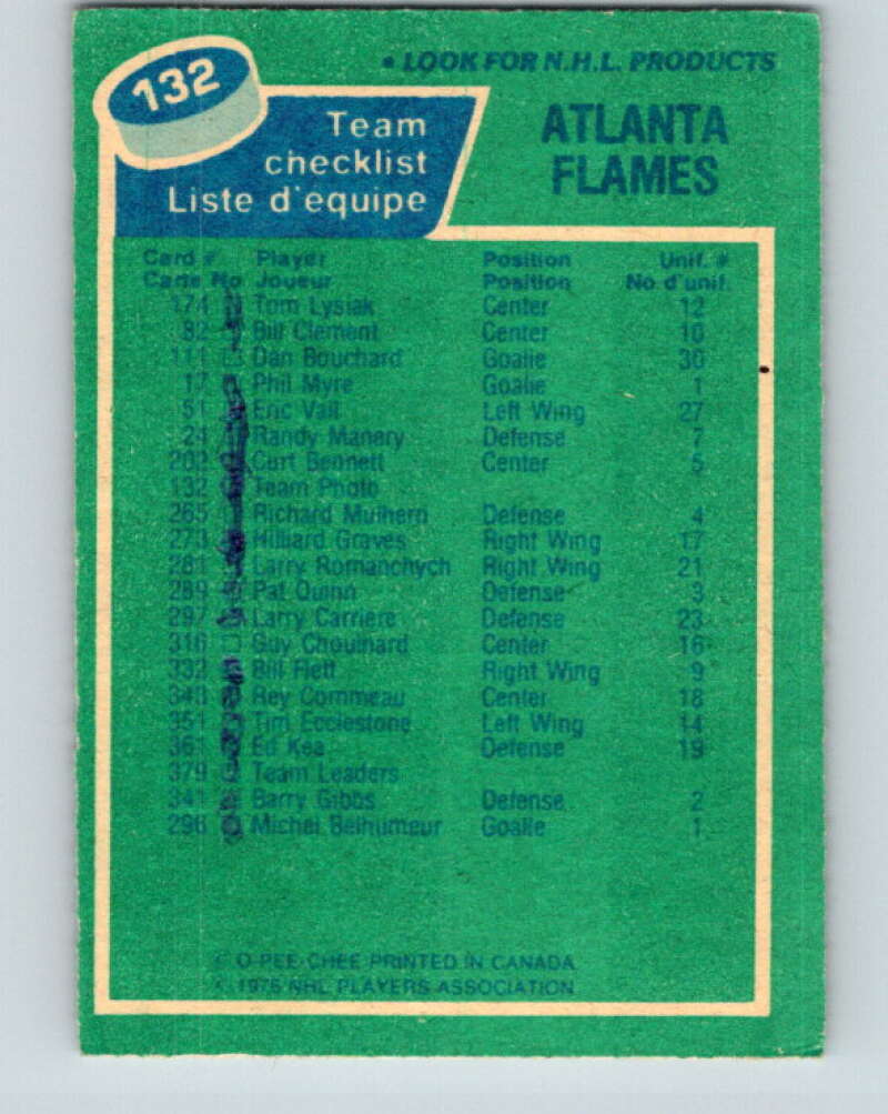 1976-77 O-Pee-Chee #132 Atlanta Flames CL Atlanta Flames V12638