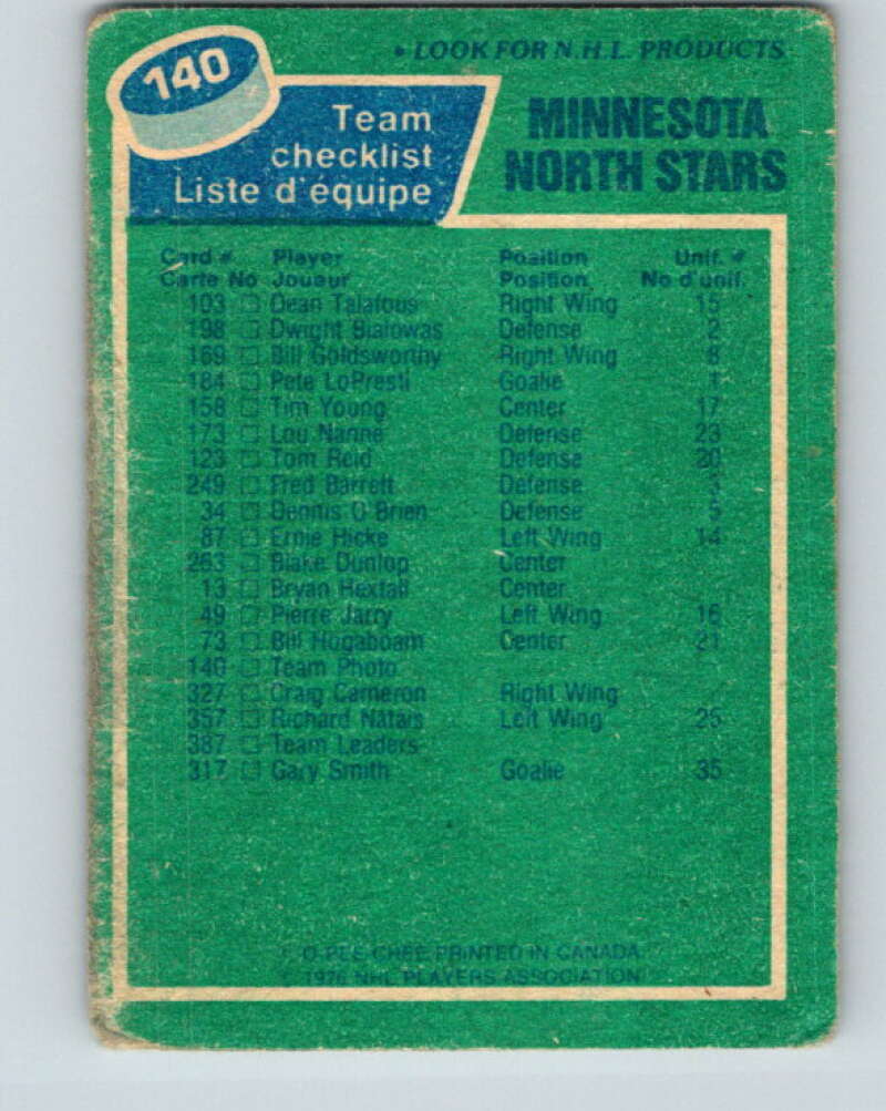 1976-77 O-Pee-Chee #140 Minnesota North Stars V12069