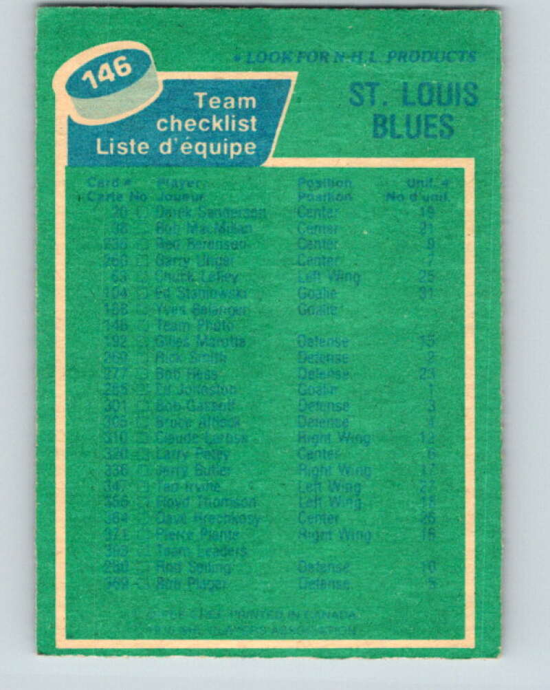 1976-77 O-Pee-Chee #146 St. Louis Blues CL St. Louis Blues V12094