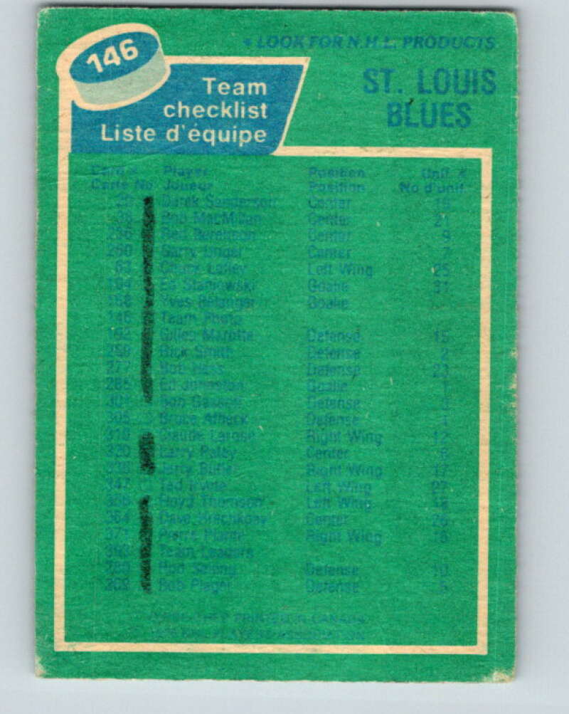 1976-77 O-Pee-Chee #146 St. Louis Blues CL St. Louis Blues V12097