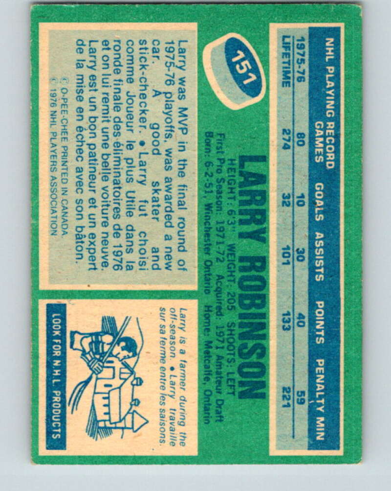 1976-77 O-Pee-Chee #151 Larry Robinson Montreal Canadiens V12119