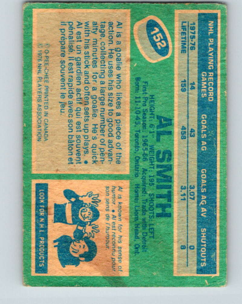 1976-77 O-Pee-Chee #152 Al Smith Buffalo Sabres V12120