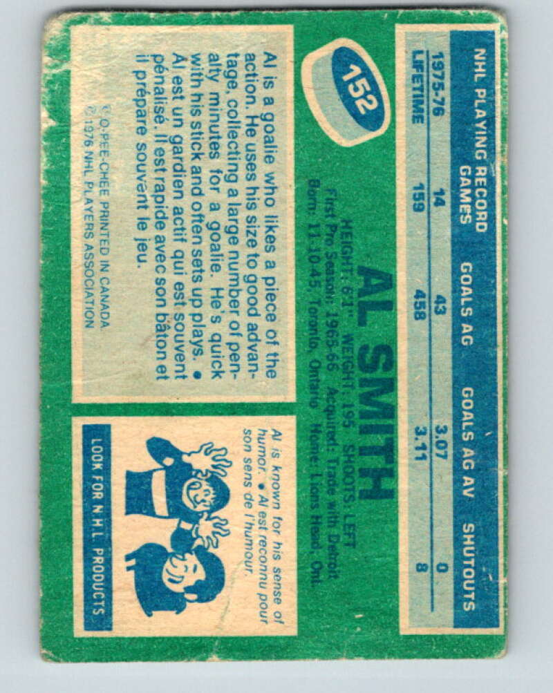 1976-77 O-Pee-Chee #152 Al Smith Buffalo Sabres V12121