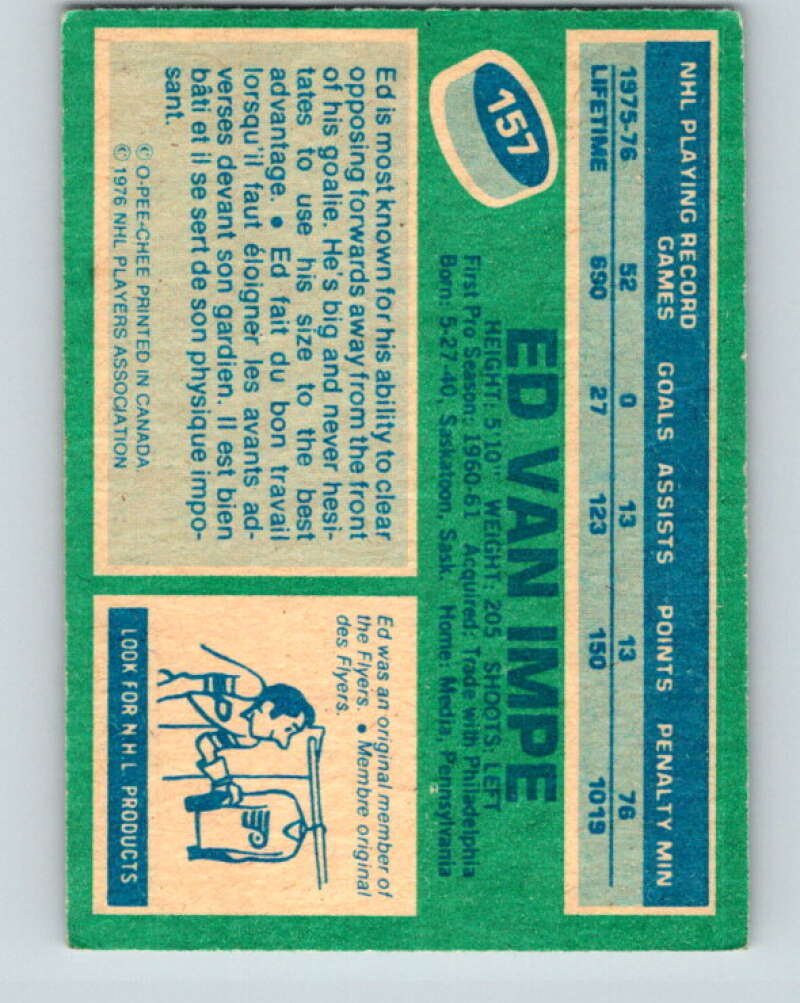 1976-77 O-Pee-Chee #157 Ed Van Impe Pittsburgh Penguins V12138