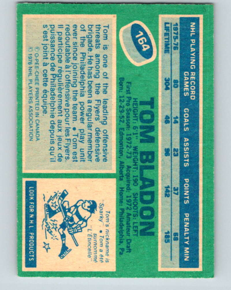 1976-77 O-Pee-Chee #164 Tom Bladon Philadelphia Flyers V12169