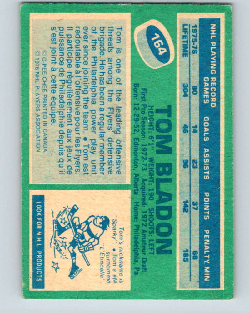 1976-77 O-Pee-Chee #164 Tom Bladon Philadelphia Flyers V12170