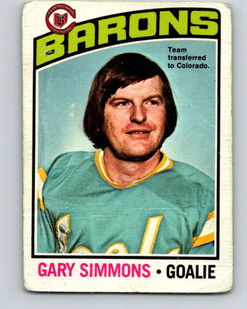 1976-77 O-Pee-Chee #176 Gary Simmons Cleveland Barons V12212