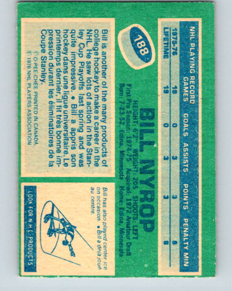 1976-77 O-Pee-Chee #188 Bill Nyrop RC Rookie Canadiens V12238