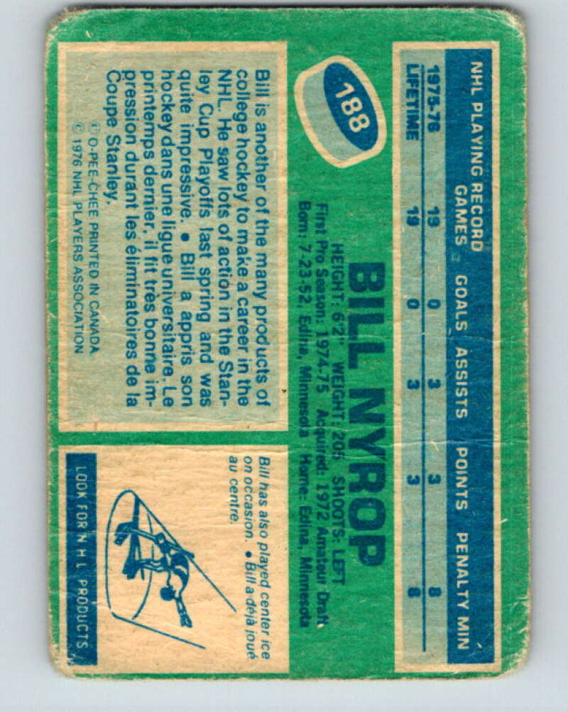 1976-77 O-Pee-Chee #188 Bill Nyrop RC Rookie Canadiens V12239