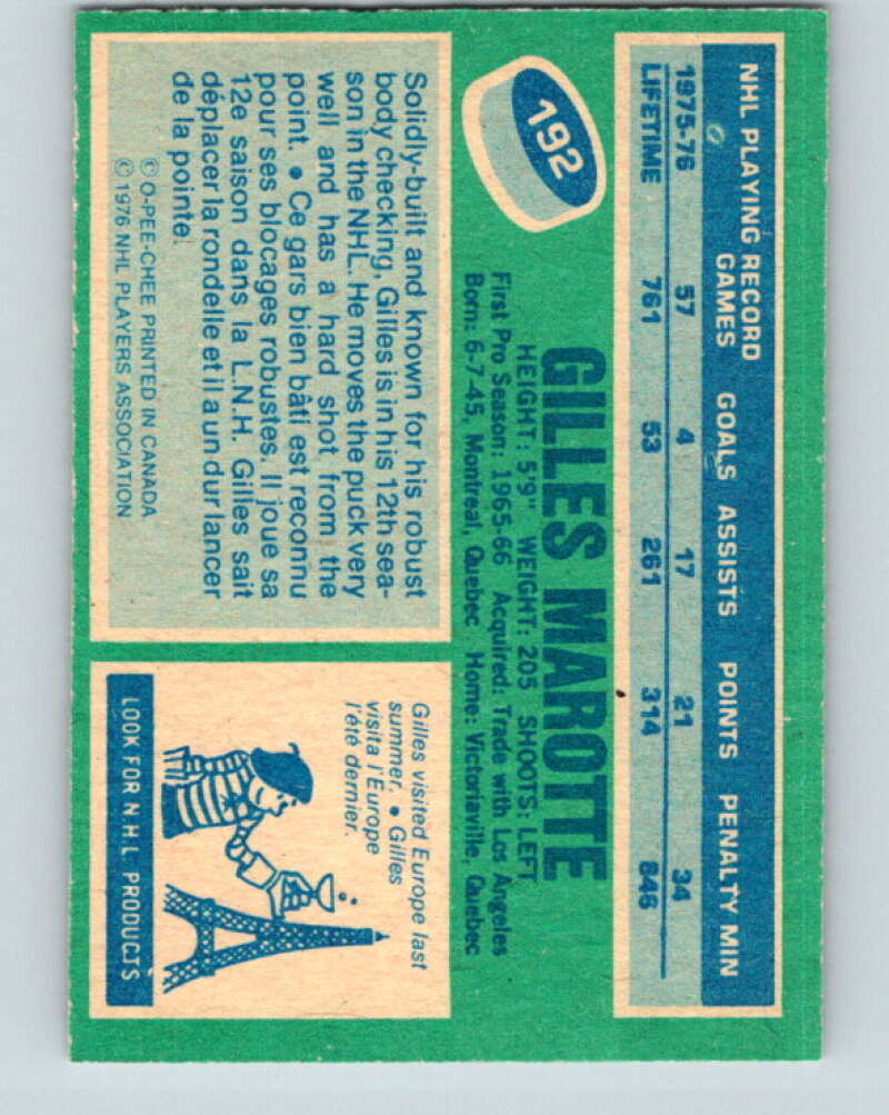 1976-77 O-Pee-Chee #192 Gilles Marotte St. Louis Blues V12256