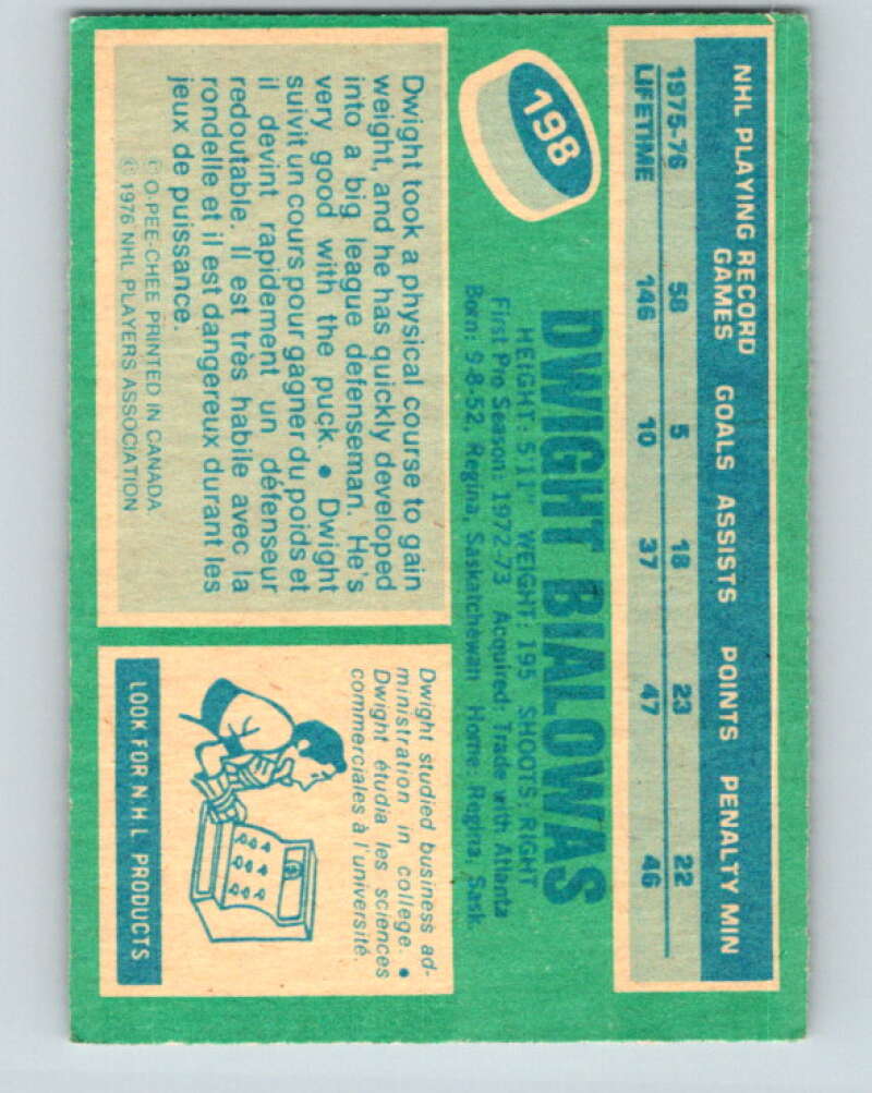1976-77 O-Pee-Chee #198 Dwight Bialowas Minnesota North Stars V12274