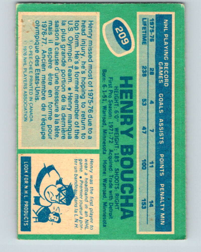 1976-77 O-Pee-Chee #209 Henry Boucha Colorado Rockies V12303
