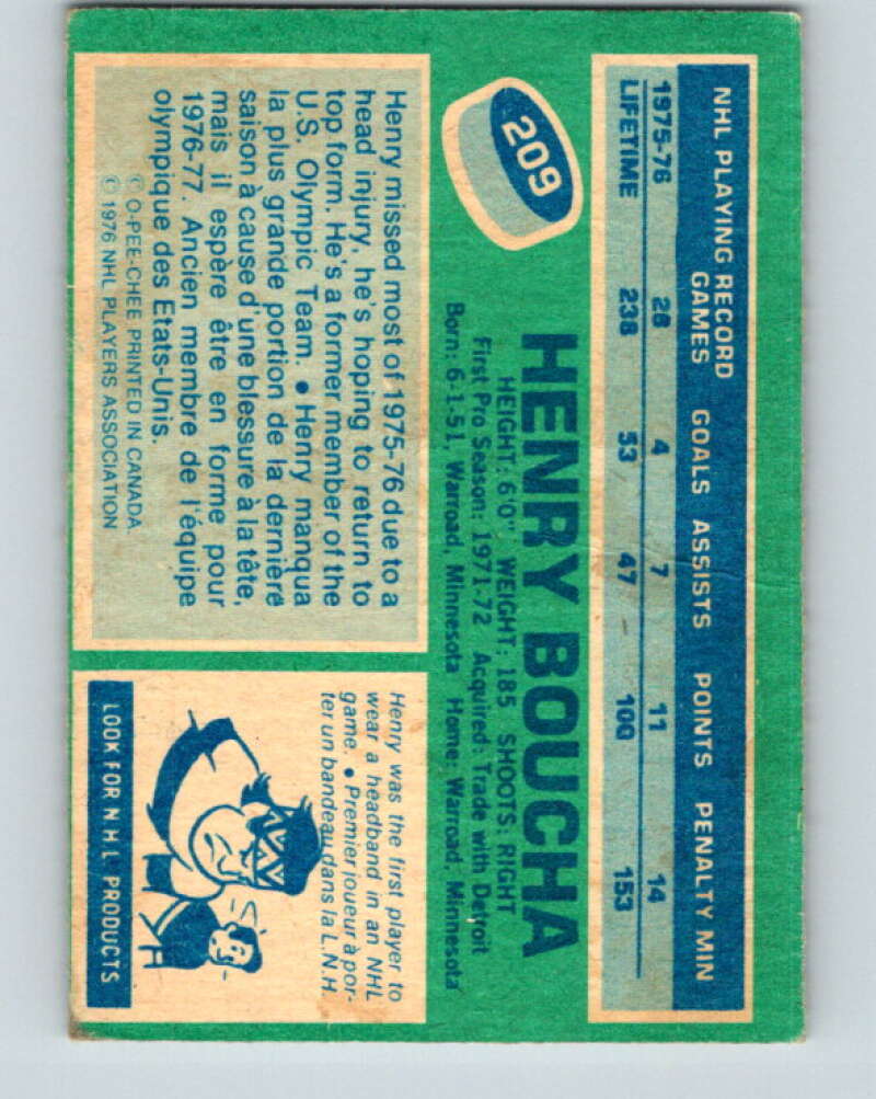 1976-77 O-Pee-Chee #209 Henry Boucha Colorado Rockies V12304
