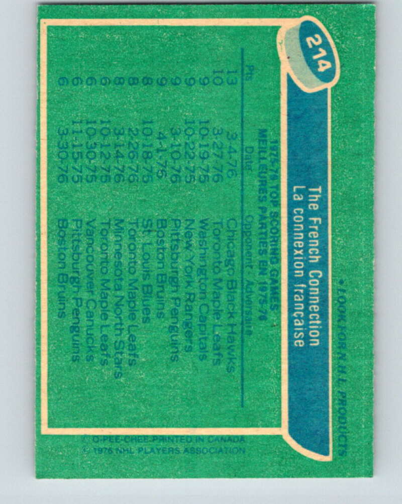 1976-77 O-Pee-Chee #214 The French Connection V12316