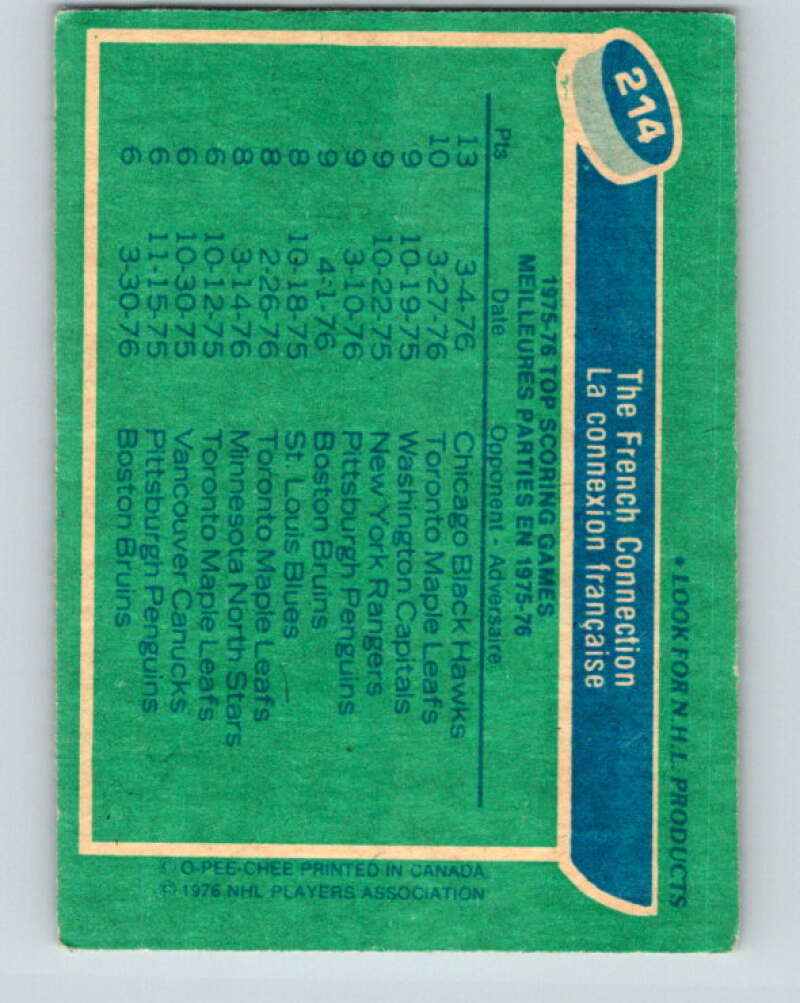 1976-77 O-Pee-Chee #214 The French Connection V12318