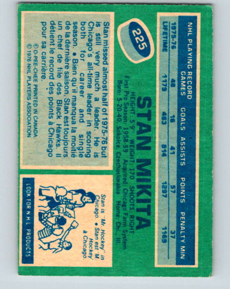 1976-77 O-Pee-Chee #225 Stan Mikita Chicago Blackhawks V12349