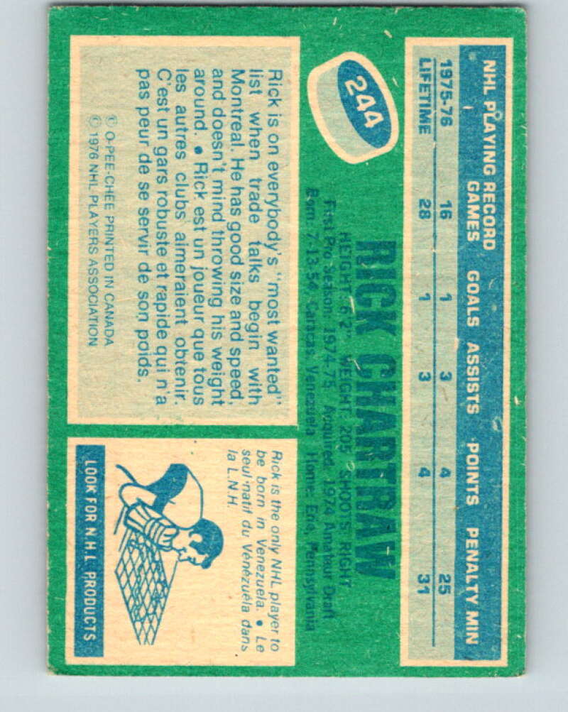 1976-77 O-Pee-Chee #244 Rick Chartraw Montreal Canadiens V12397