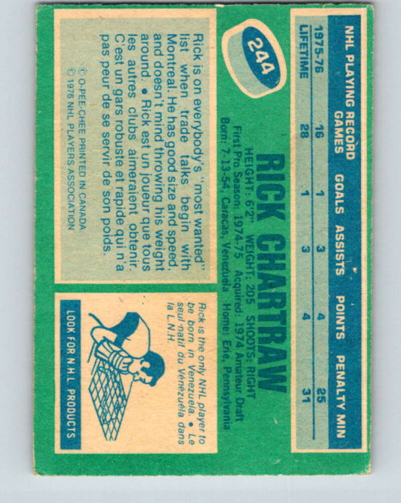 1976-77 O-Pee-Chee #244 Rick Chartraw Montreal Canadiens V12398
