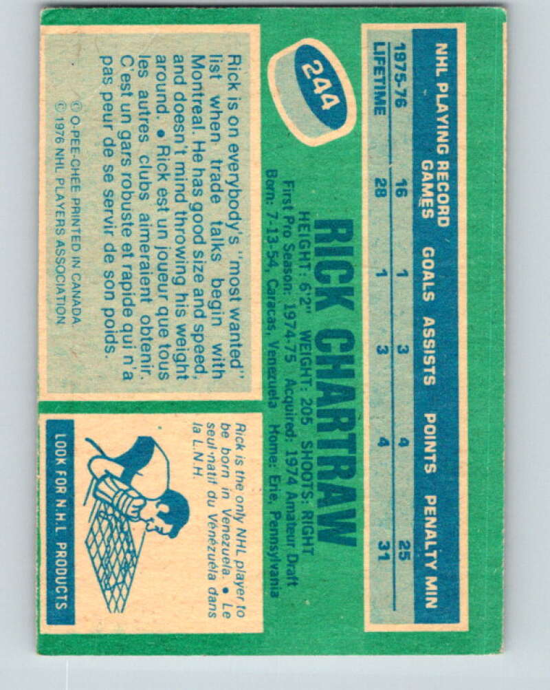 1976-77 O-Pee-Chee #244 Rick Chartraw Montreal Canadiens V12399