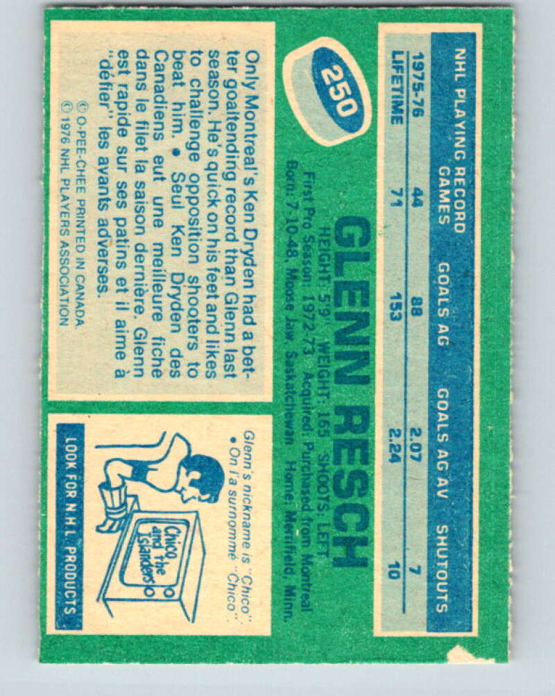 1976-77 O-Pee-Chee #250 Glenn Resch New York Islanders V12422