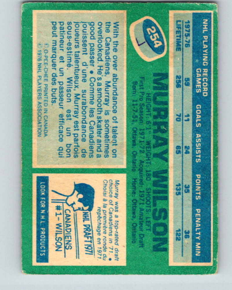 1976-77 O-Pee-Chee #254 Murray Wilson Montreal Canadiens V12431