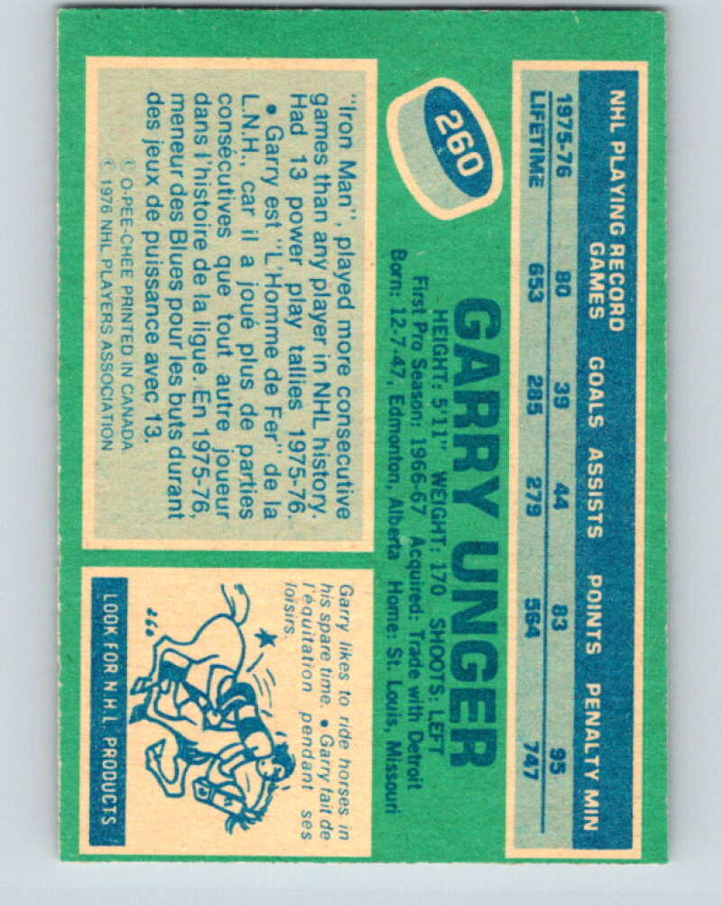 1976-77 O-Pee-Chee #260 Garry Unger St. Louis Blues V12645