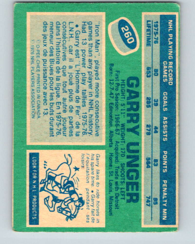 1976-77 O-Pee-Chee #260 Garry Unger St. Louis Blues V12646