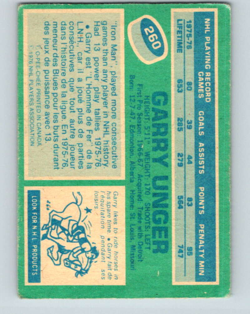 1976-77 O-Pee-Chee #260 Garry Unger St. Louis Blues V12647