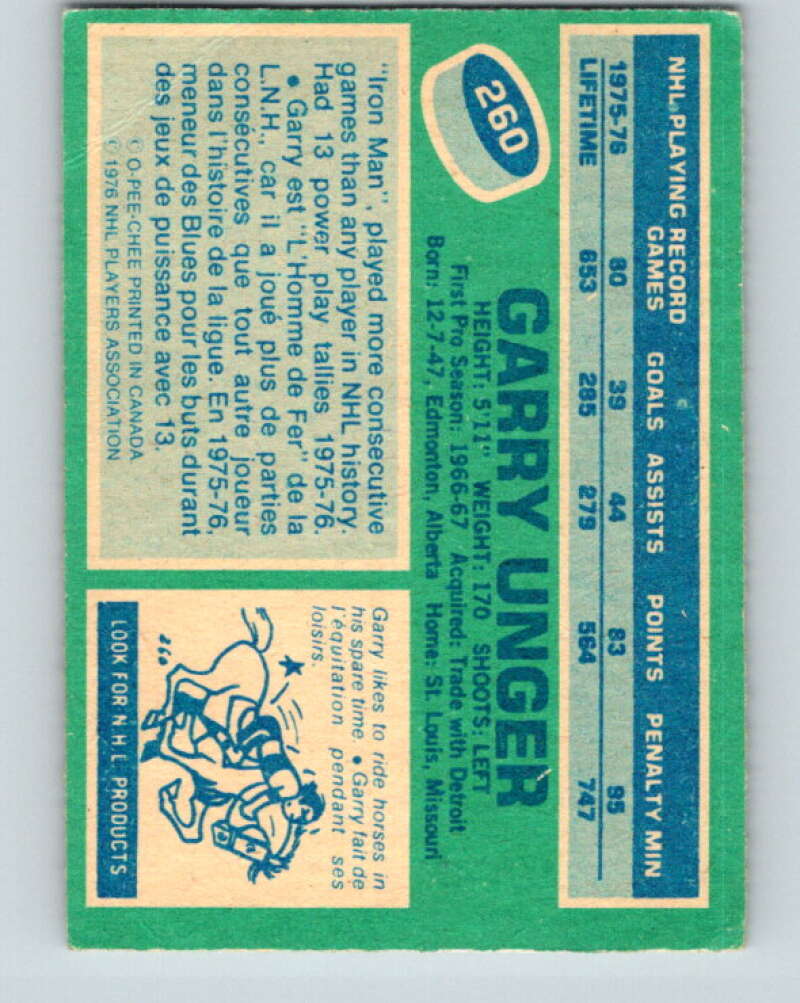 1976-77 O-Pee-Chee #260 Garry Unger St. Louis Blues V12648