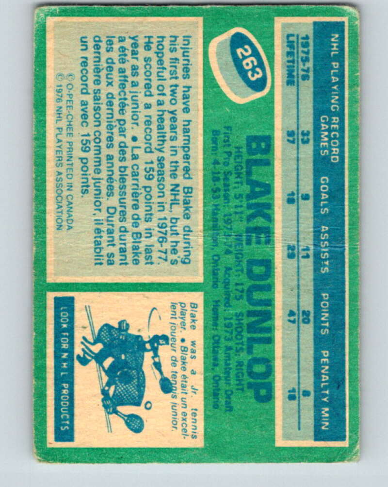 1976-77 O-Pee-Chee #263 Blake Dunlop Minnesota North Stars V12654