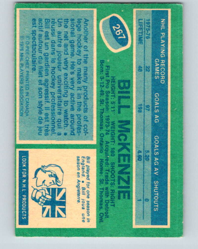 1976-77 O-Pee-Chee #267 Bill McKenzie UER RC Rookie Rockies V12665