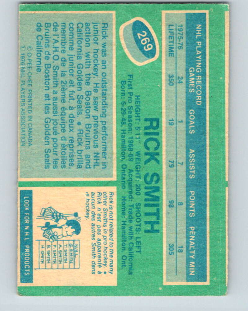1976-77 O-Pee-Chee #269 Rick Smith St. Louis Blues V12669